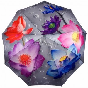 Необычный зонтик с лотосами, полуавтомат, Amico, арт.0707-1